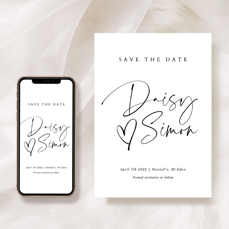 Black and White Wedding Save The Date Card Template