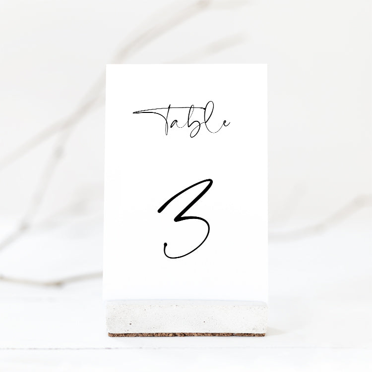 Black and White Wedding Table Number Card Template