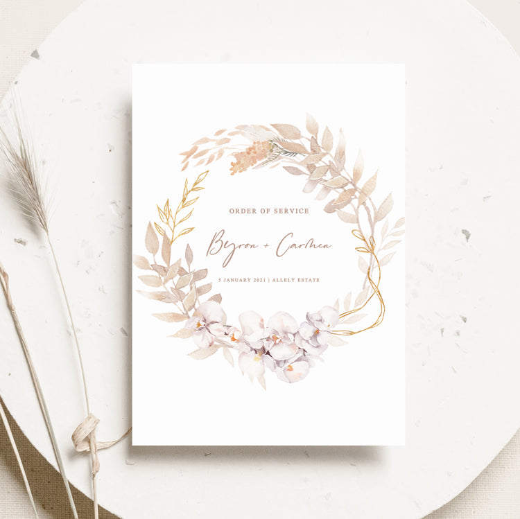 Boho Wedding Folded Ceremony Program Template