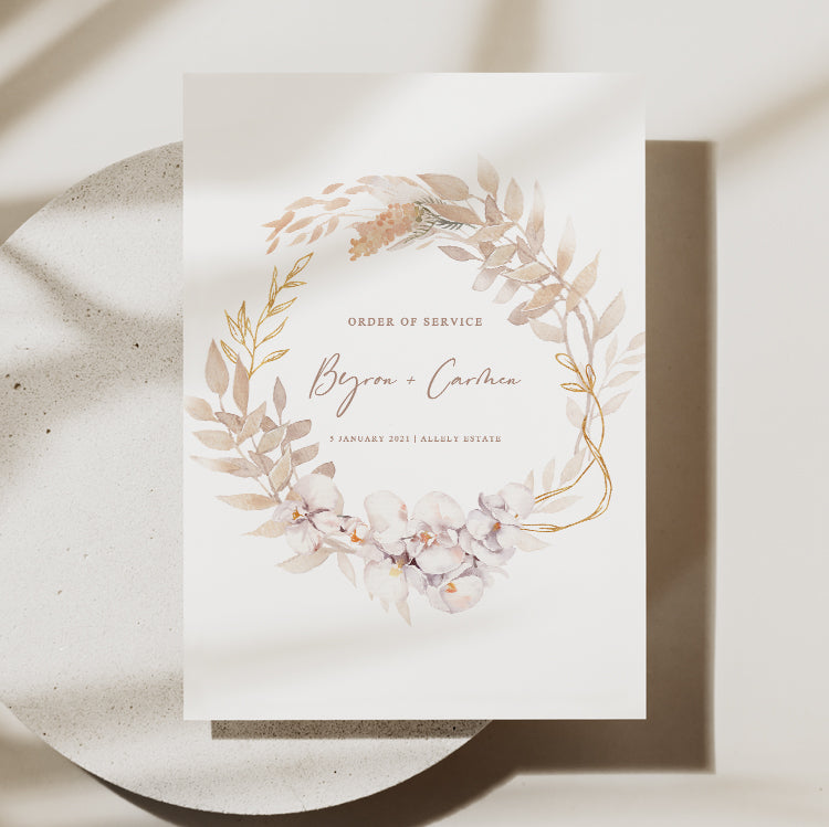 Boho Wedding Folded Ceremony Program Template