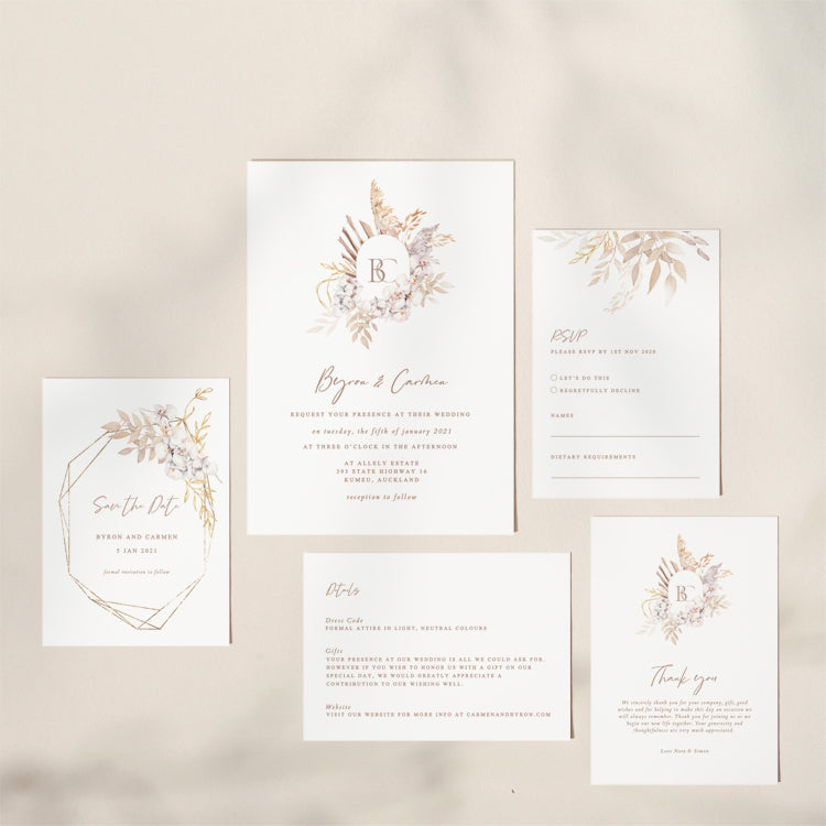 Boho Wedding Invitation Suite