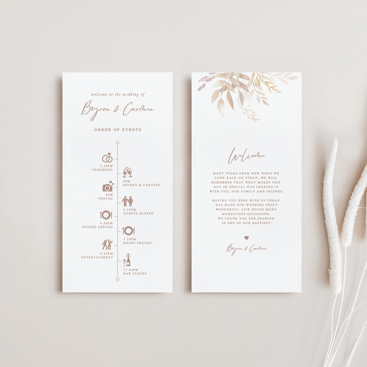 Boho Wedding Schedule Template