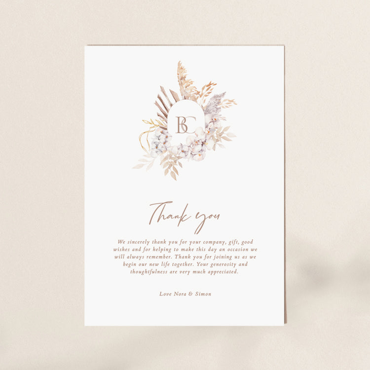 Boho Wedding Thank You Card Template