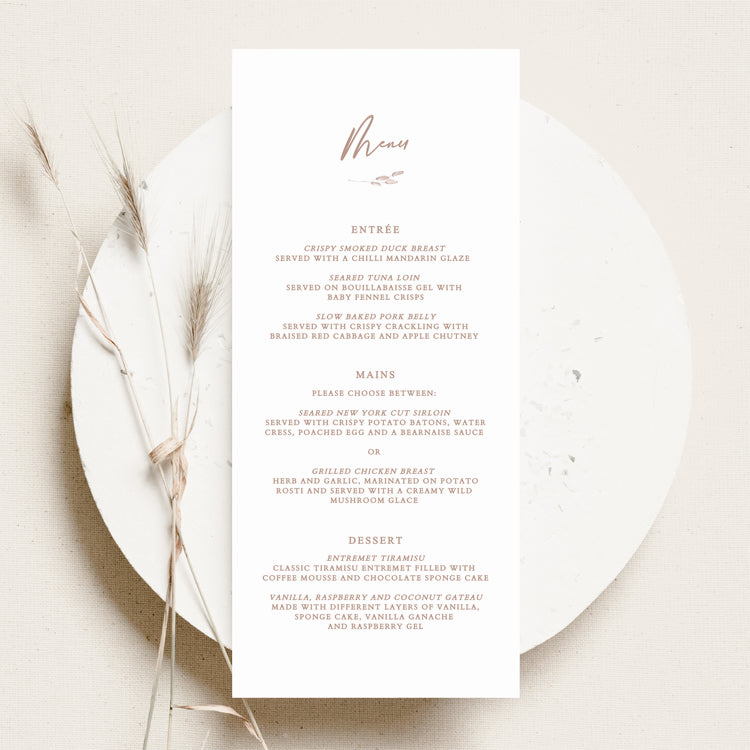 Boho Wedding Menu Template