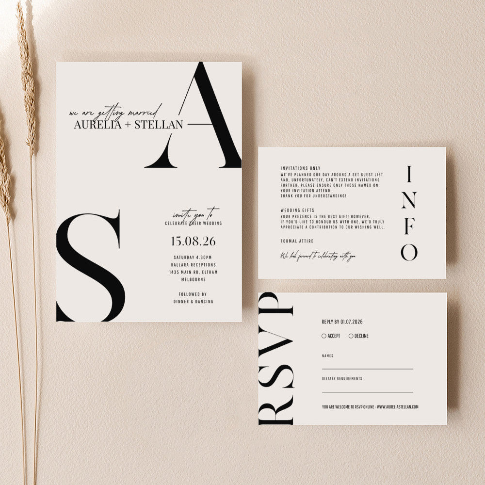 Bold Wedding Invitation Set