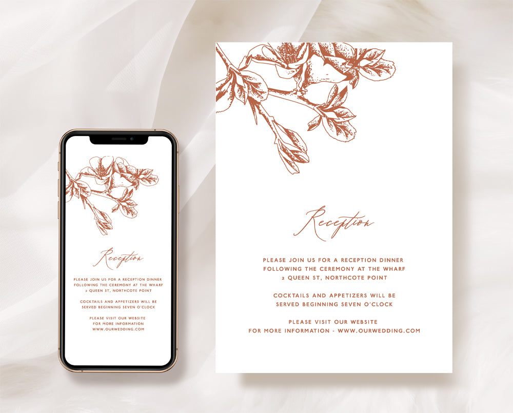 Cherry Blossom Wedding Reception Invitation Card