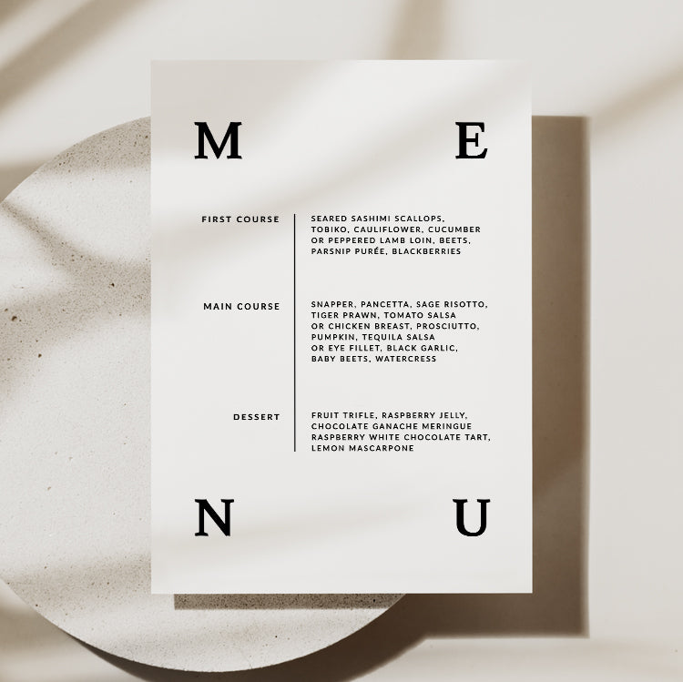 Elegant Wedding Menu Template