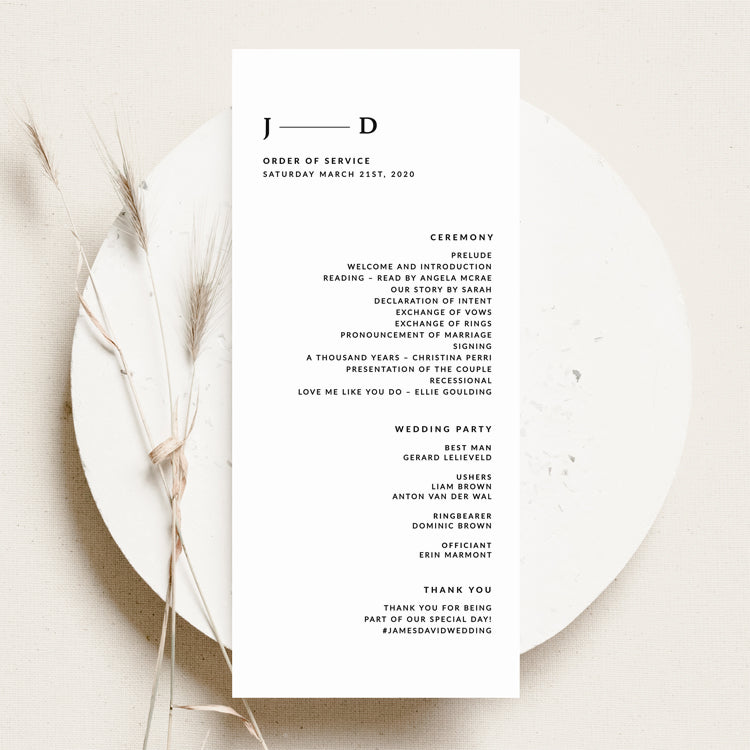 Elegant Wedding Order of Service Template