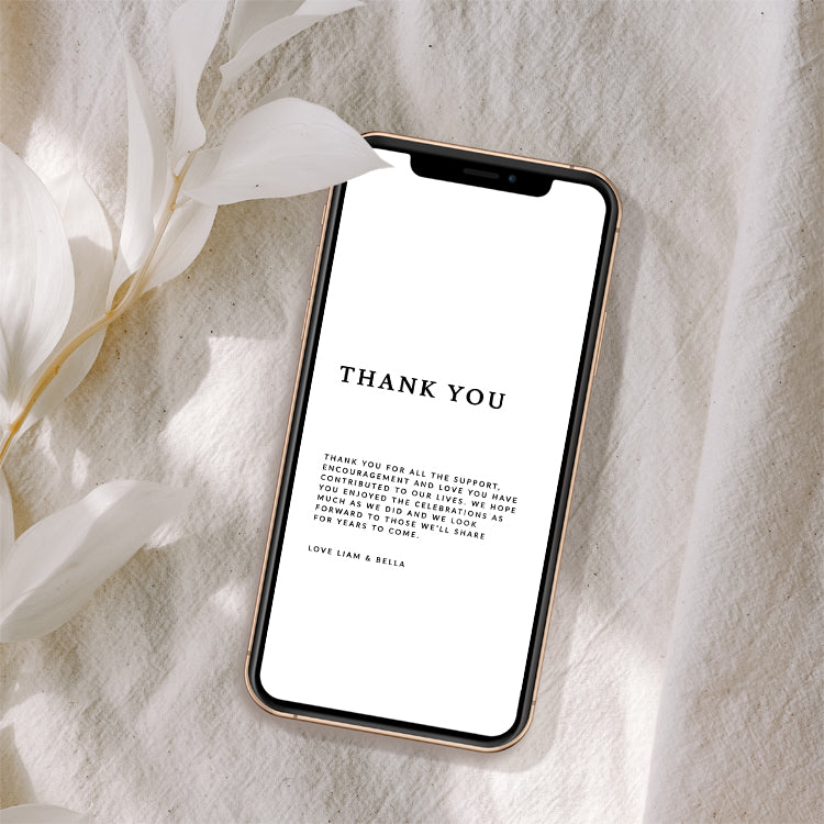 Elegant Wedding Printable Thank You Card Template