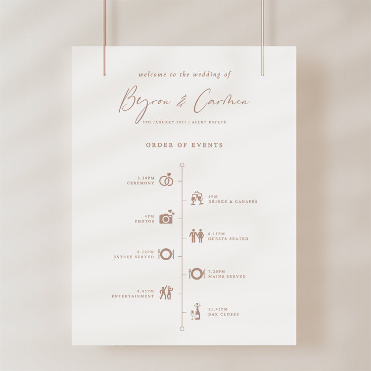 Elegant Wedding Reception Timeline Sign Template