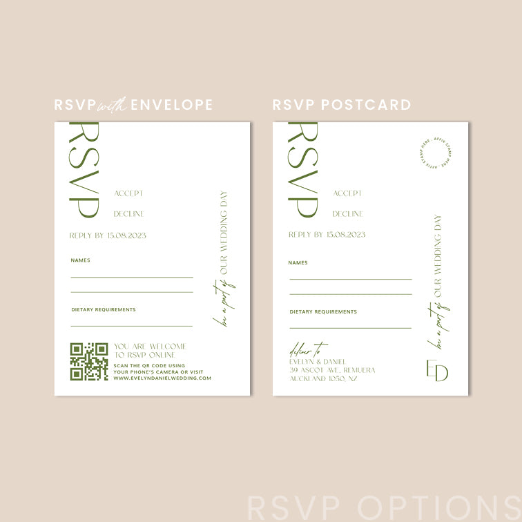 Evelyn - Wedding Invitation Cards Set of 2