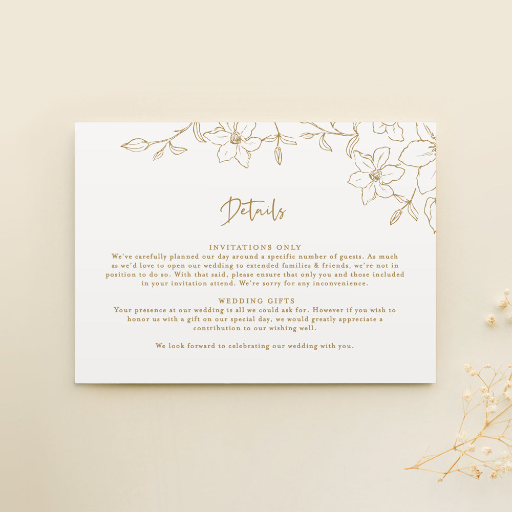 Floral Wedding Details Card Template