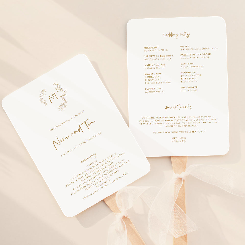 Floral Wedding Fan Program Template