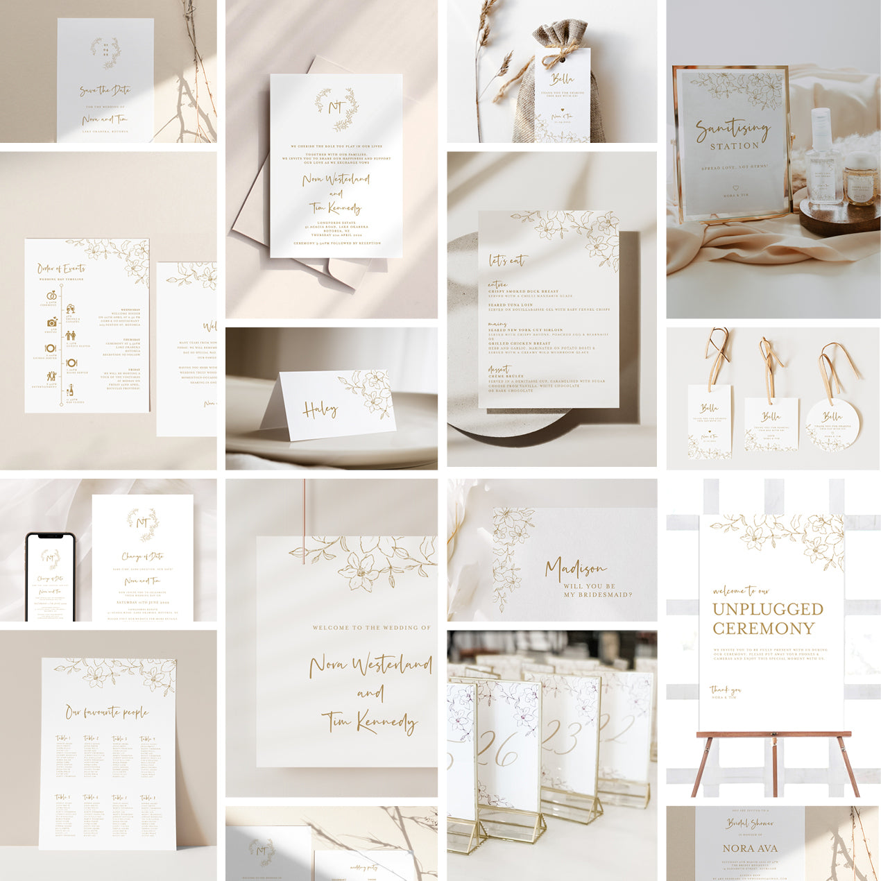 Floral Wedding Invitations & Signage Package