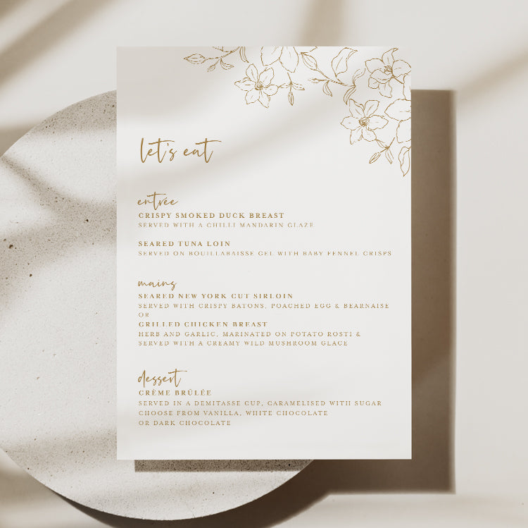 Floral Wedding Menu Template