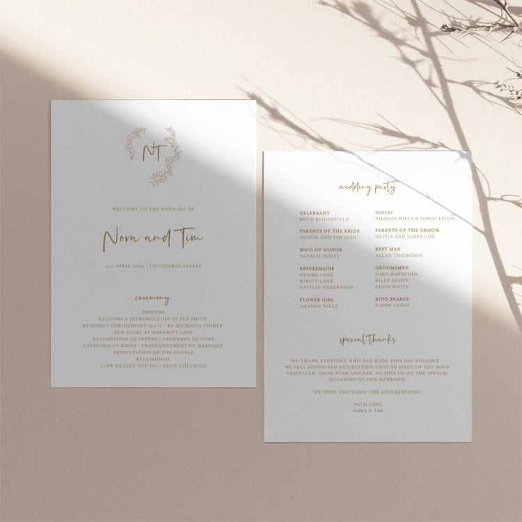 Floral Wedding Order of Service Template