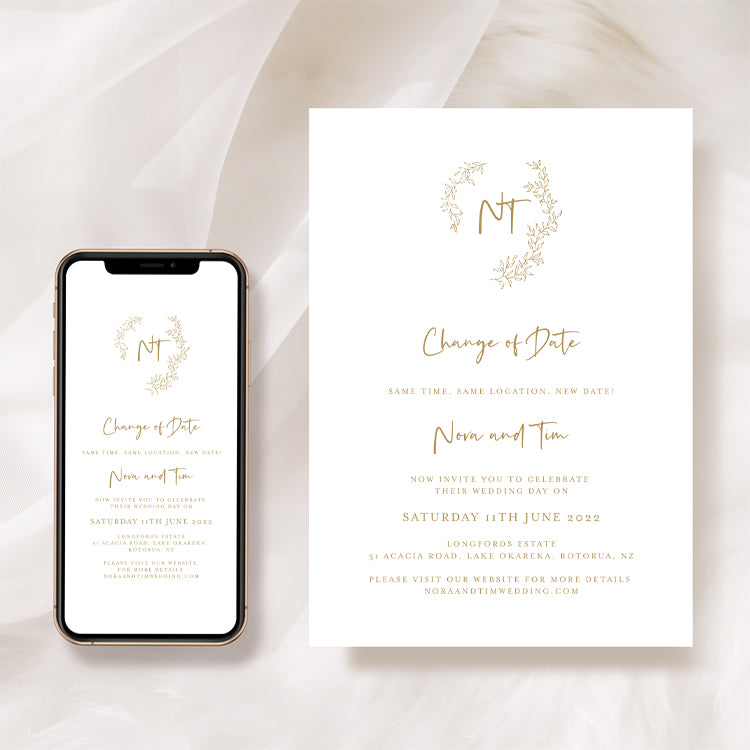 Floral Wedding Postponement Card Template