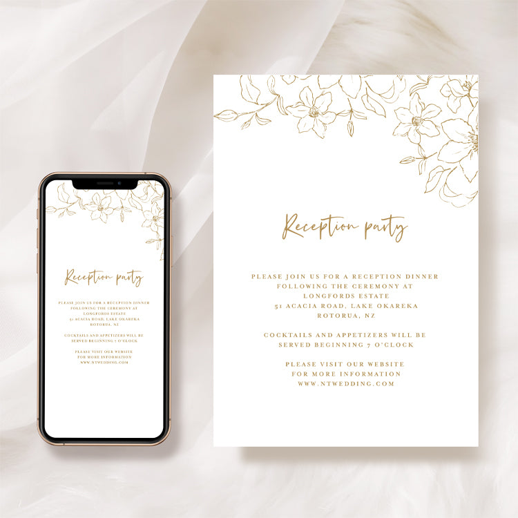 Floral Wedding Reception Invitation Card