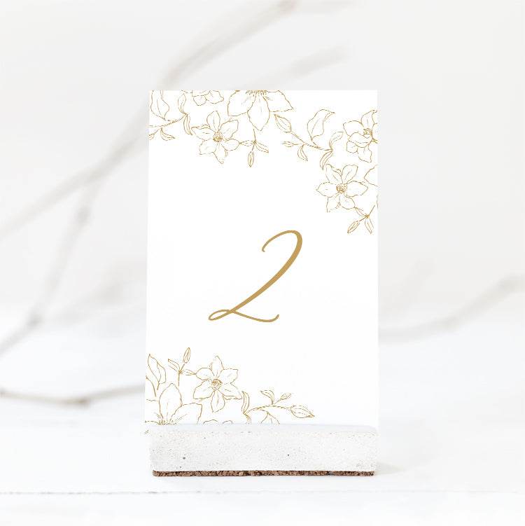 Floral Wedding Table Number Card Template