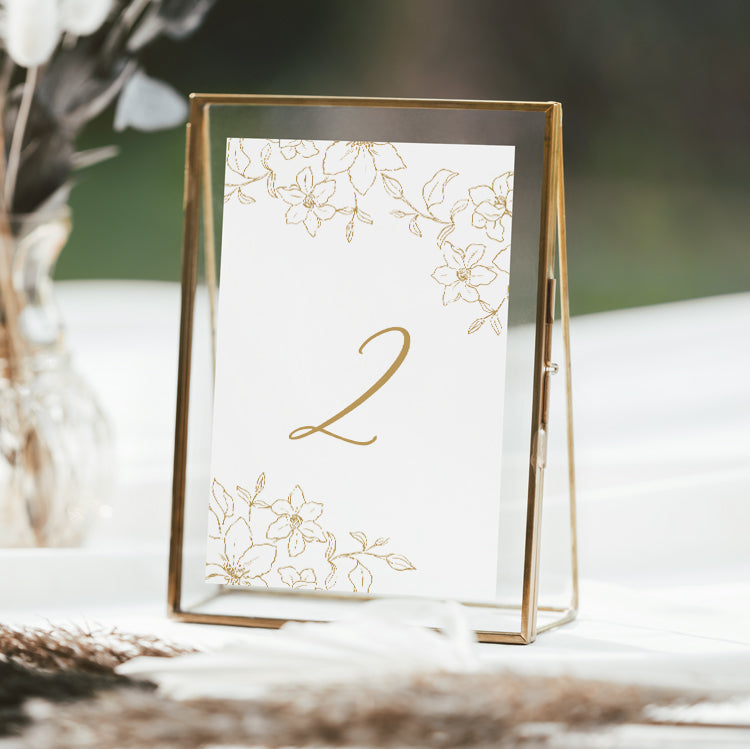 Floral Wedding Table Number Card Template