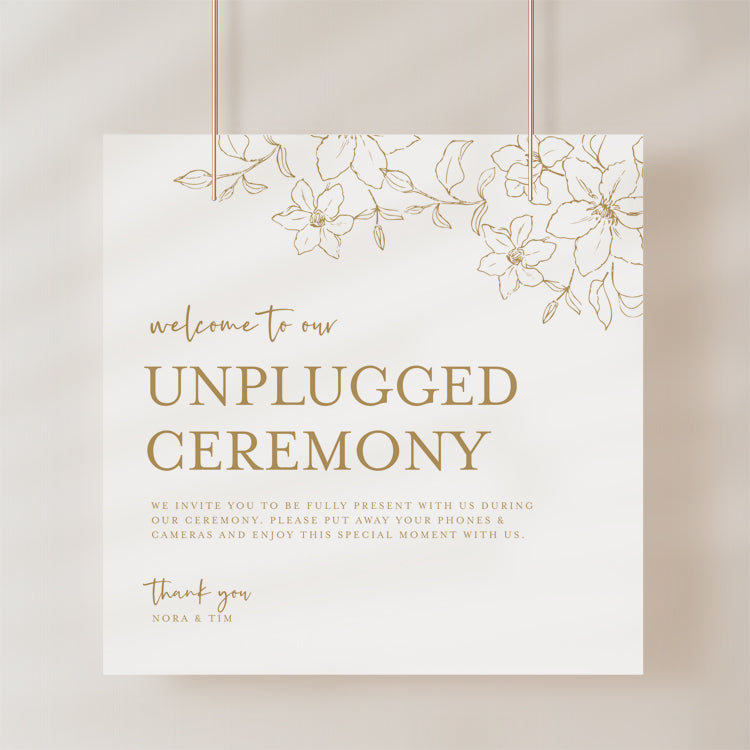 Floral Wedding Unplugged Ceremony Sign