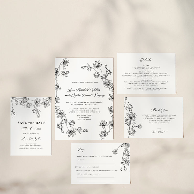 Flower Wedding Invitation Suite