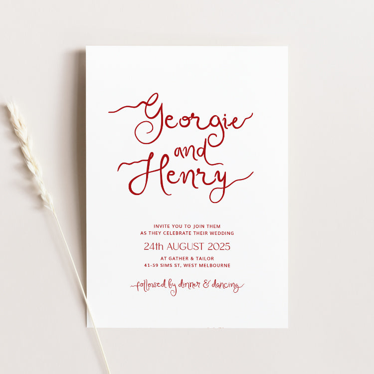 Georgie - Hand Drawn Wedding Invitation