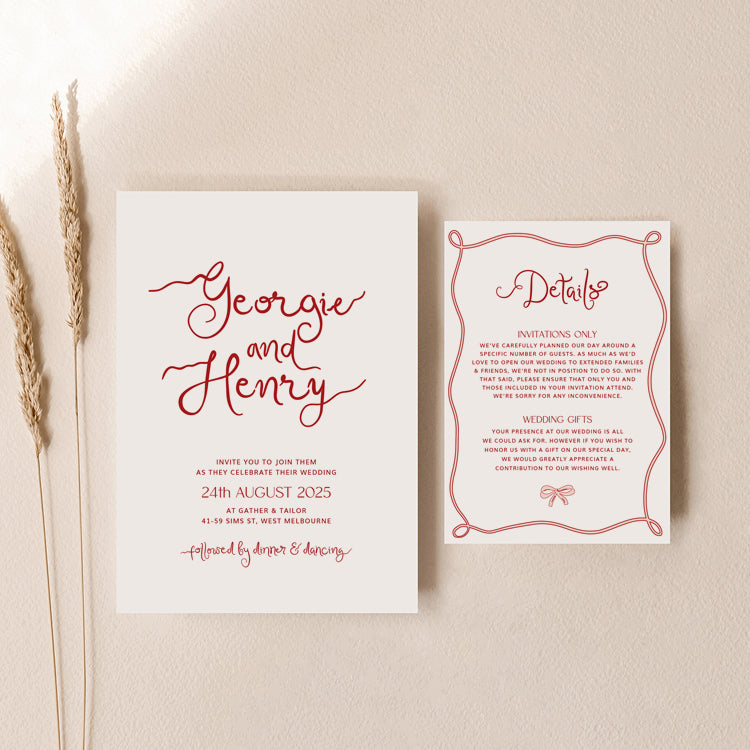 Georgie - Wedding Invitation Cards Set of 2