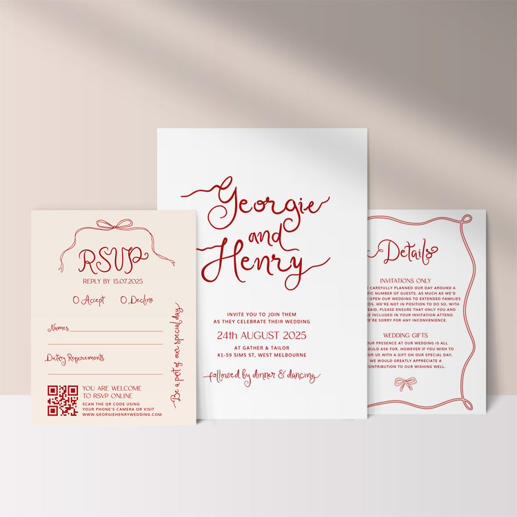 Georgie - Wedding Invitation Cards Set of 3