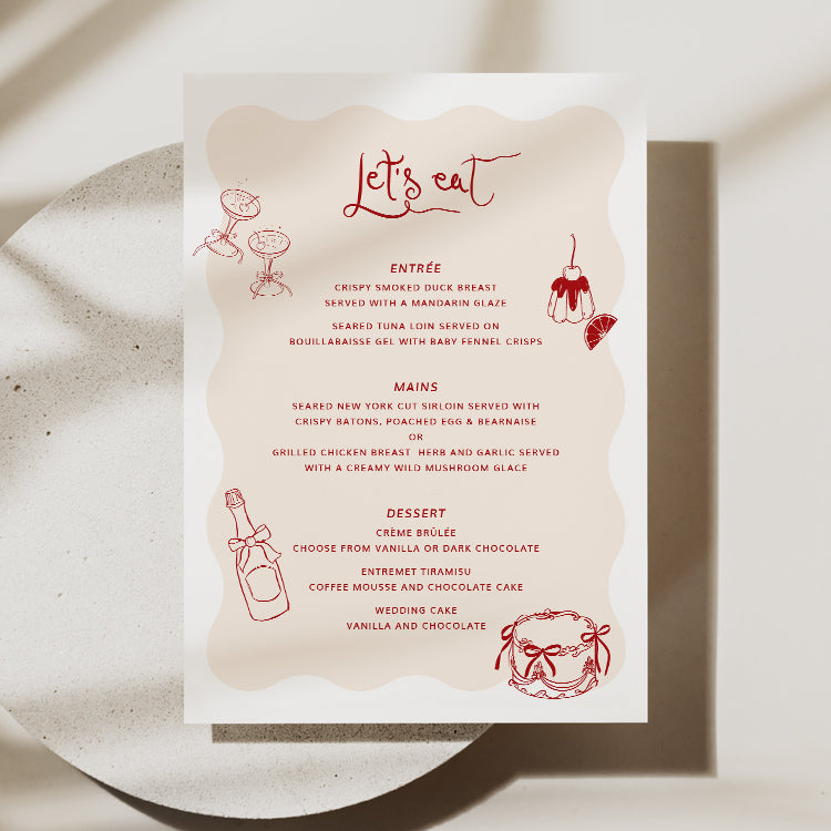 Georgie - Wedding Menu Cards