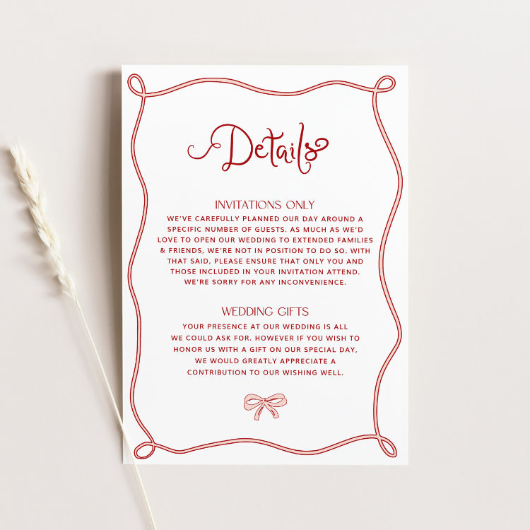 Hand Drawn Wedding Details Card Template