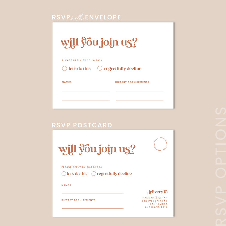 Hannah - Wedding Invitation Cards Set of 2