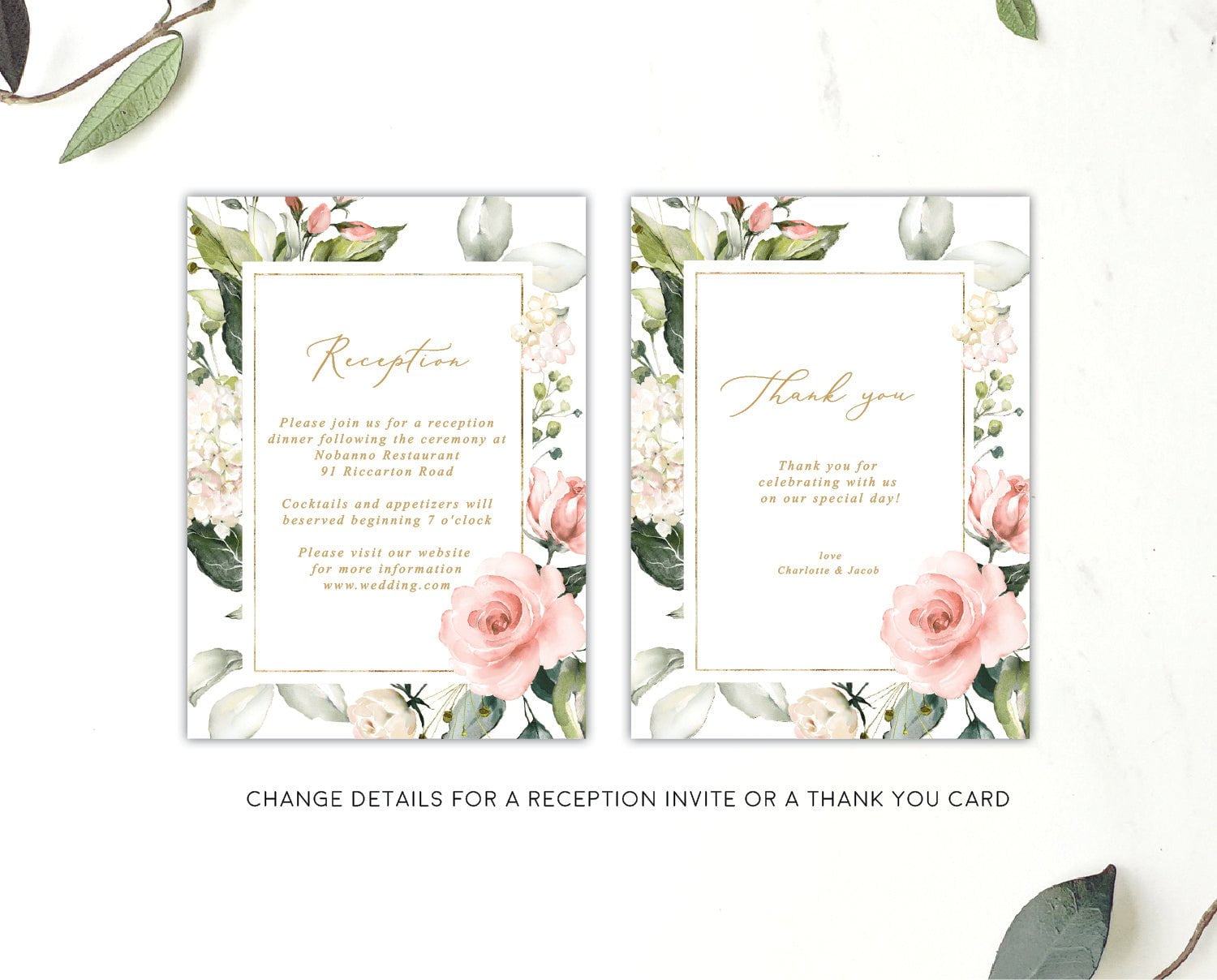 Hydrangea Wedding Reception Invitation Card