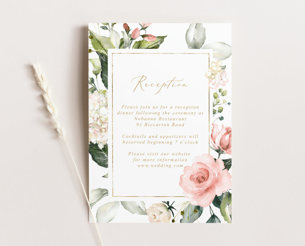 Hydrangea Wedding Reception Invitation Card