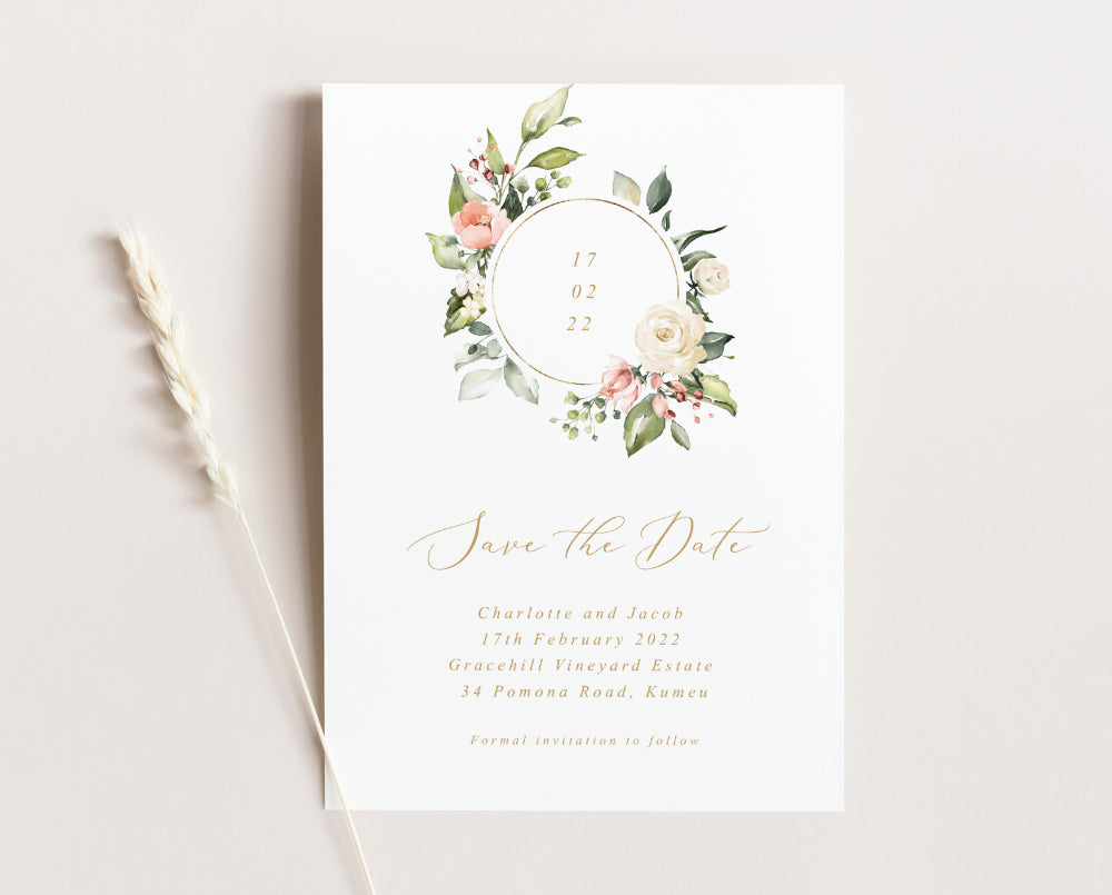 Hydrangea Wedding Save The Date Card Template