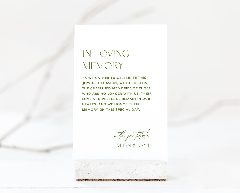 In Loving Memory Wedding Sign Template