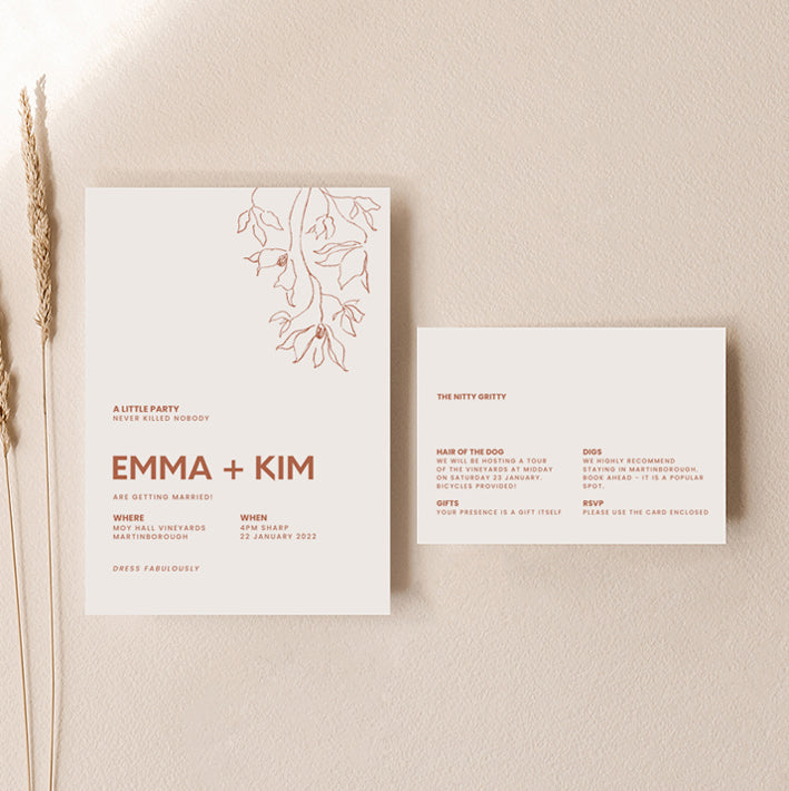 Kim - Wedding Invitation Cards Set of 2