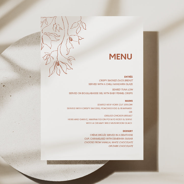 Kim - Wedding Menu Cards