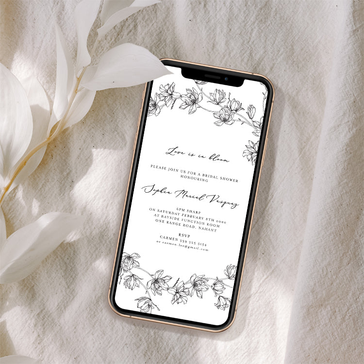 Magnolia Flower Bridal Shower Invitation Template