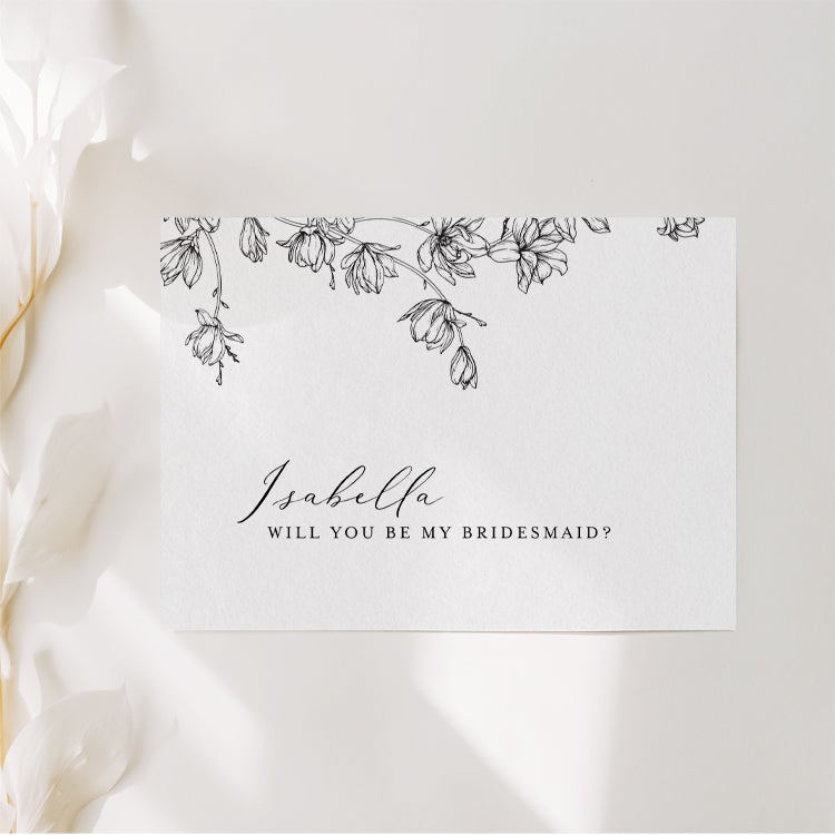 Magnolia Flower Bridesmaid Proposal Card Template