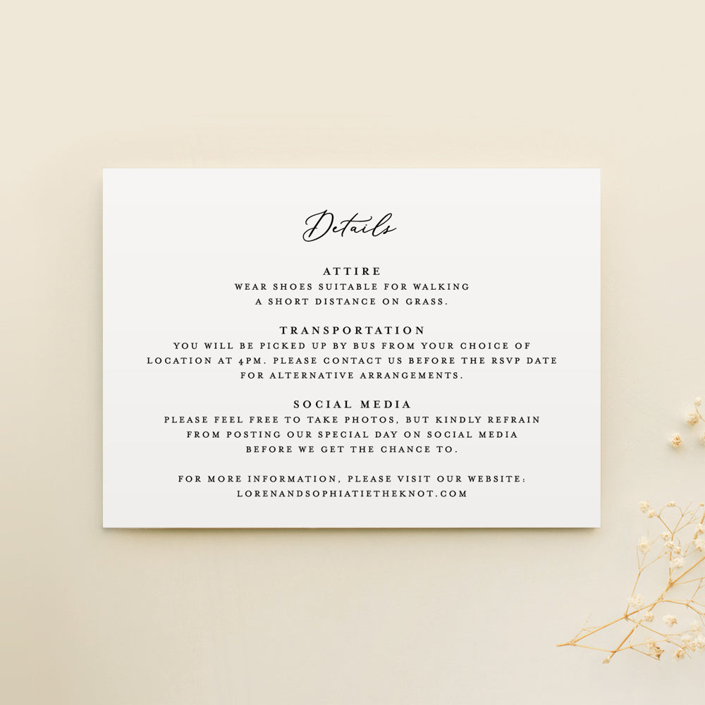 Magnolia Flower Wedding Details Card Template