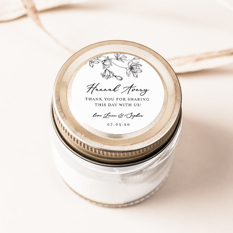 Magnolia Flower Wedding Favour Tag and Label