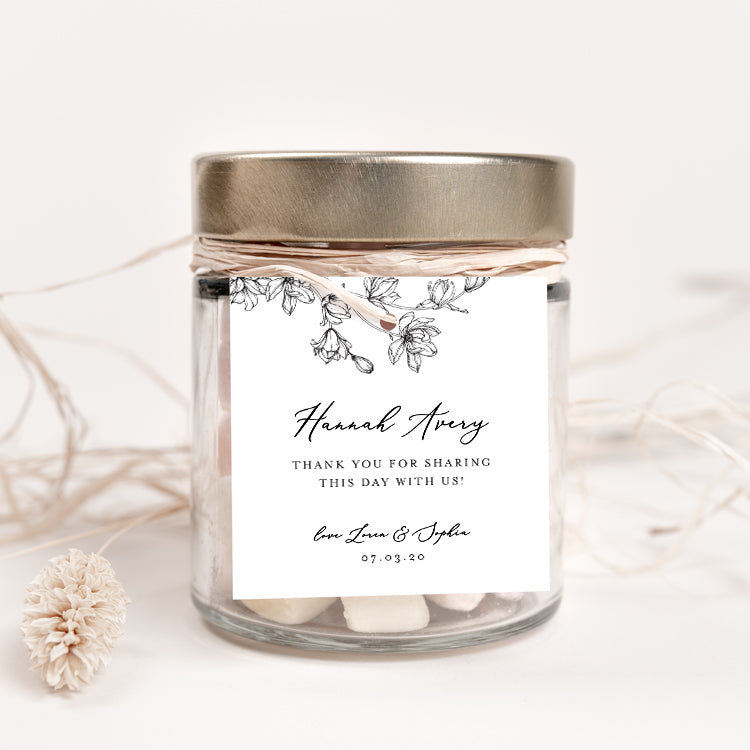 Magnolia Flower Wedding Favour Tag and Label