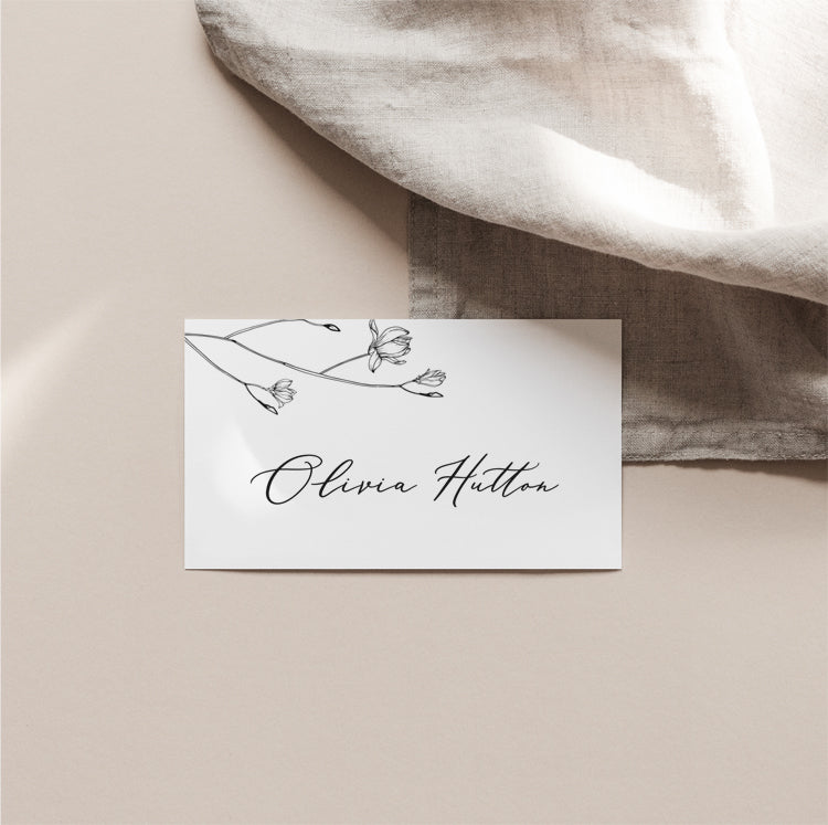 Magnolia Flower Wedding Name Card Template