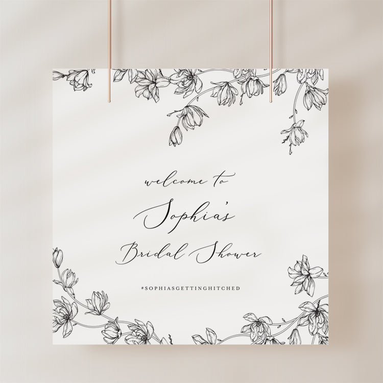 Magnolia Flower Bridal Shower Welcome Sign Template