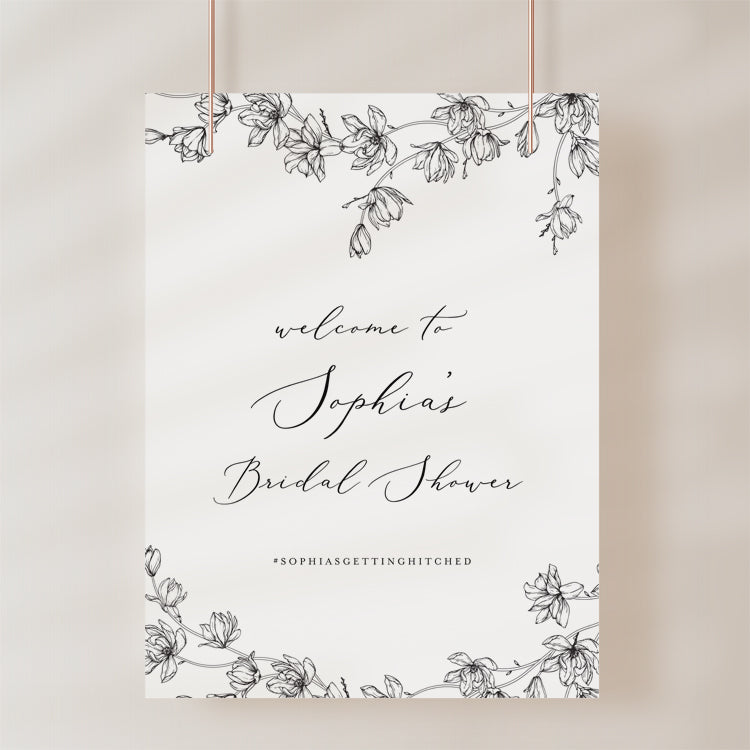 Magnolia Flower Bridal Shower Welcome Sign Template