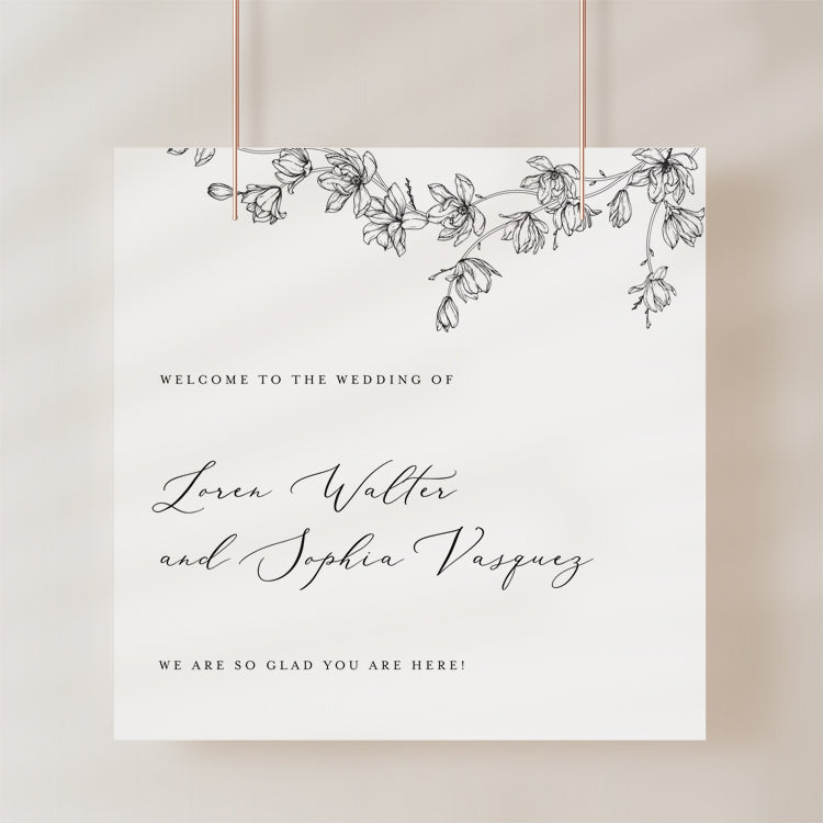 Magnolia Flower Wedding Welcome Sign Template