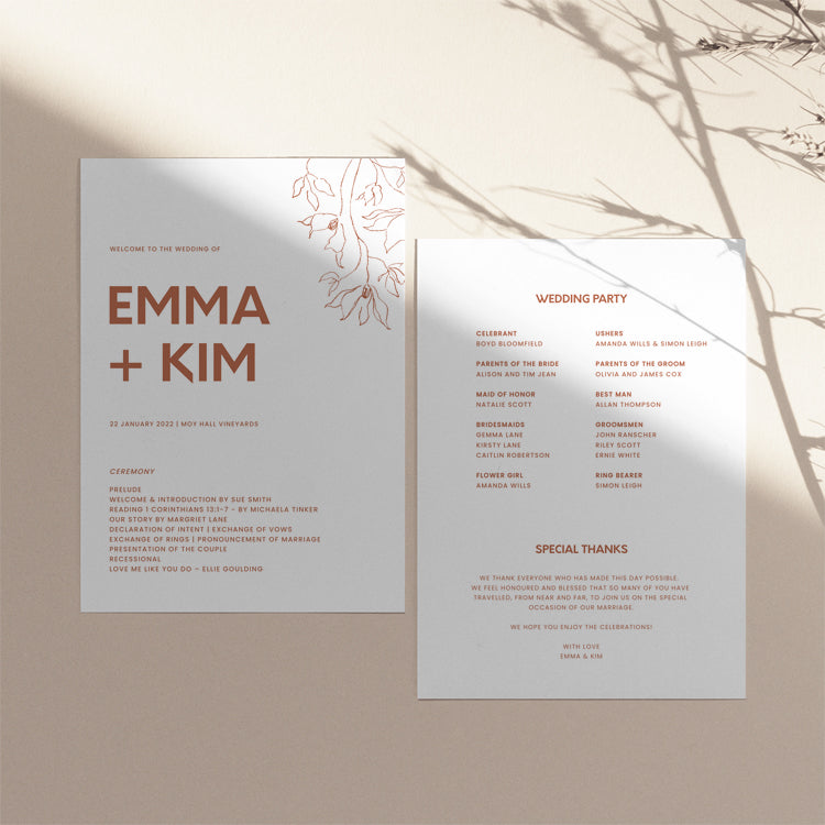 Minimal Wedding Fan Program Template