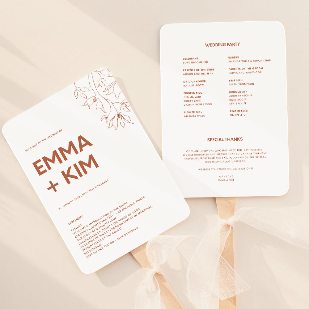 Minimal Wedding Fan Program Template