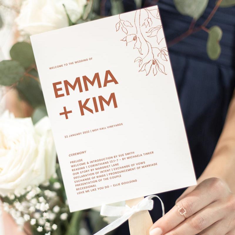 Minimal Wedding Fan Program Template